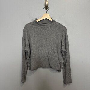 AERIE cozy mockneck tee in heather gray size M